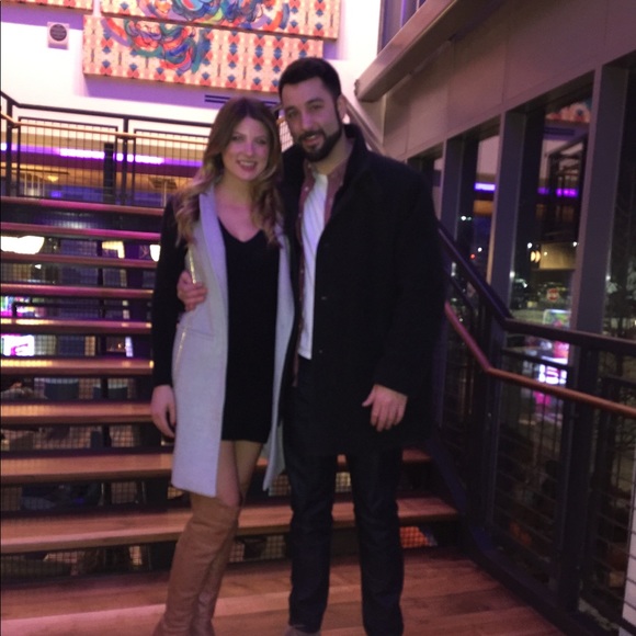 Fashionable, Light Gray lined Soft  Wool Long Vest - Picture 2 of 3